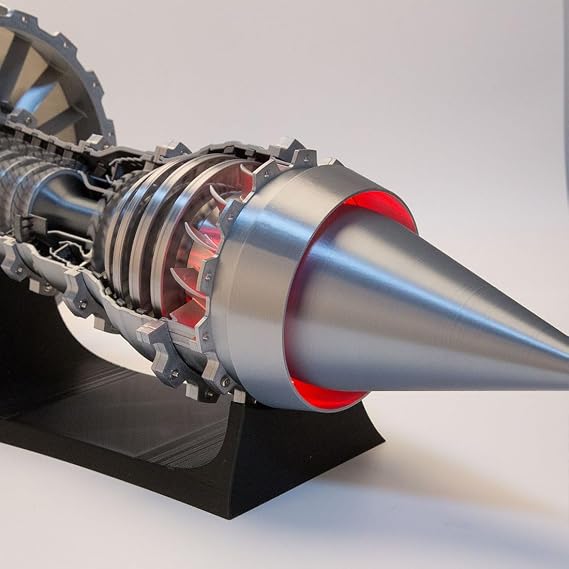 Turbojet Engine Model, TRENT900 1/15 Mechanical 3D Printing Functional Aircraft Engine Model, Science Education Toy Ornament (Electric Light Version) - Finished Version