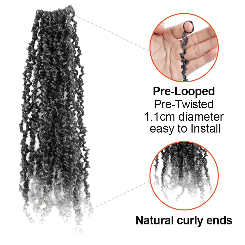 Yanky Twist Crochet Hair 14 Inch 10 Packs Pre-Twisted Ombre Grey Micro Spring Twist Boho Senegalese for Black Women (TGrey, Total 200 Strands)