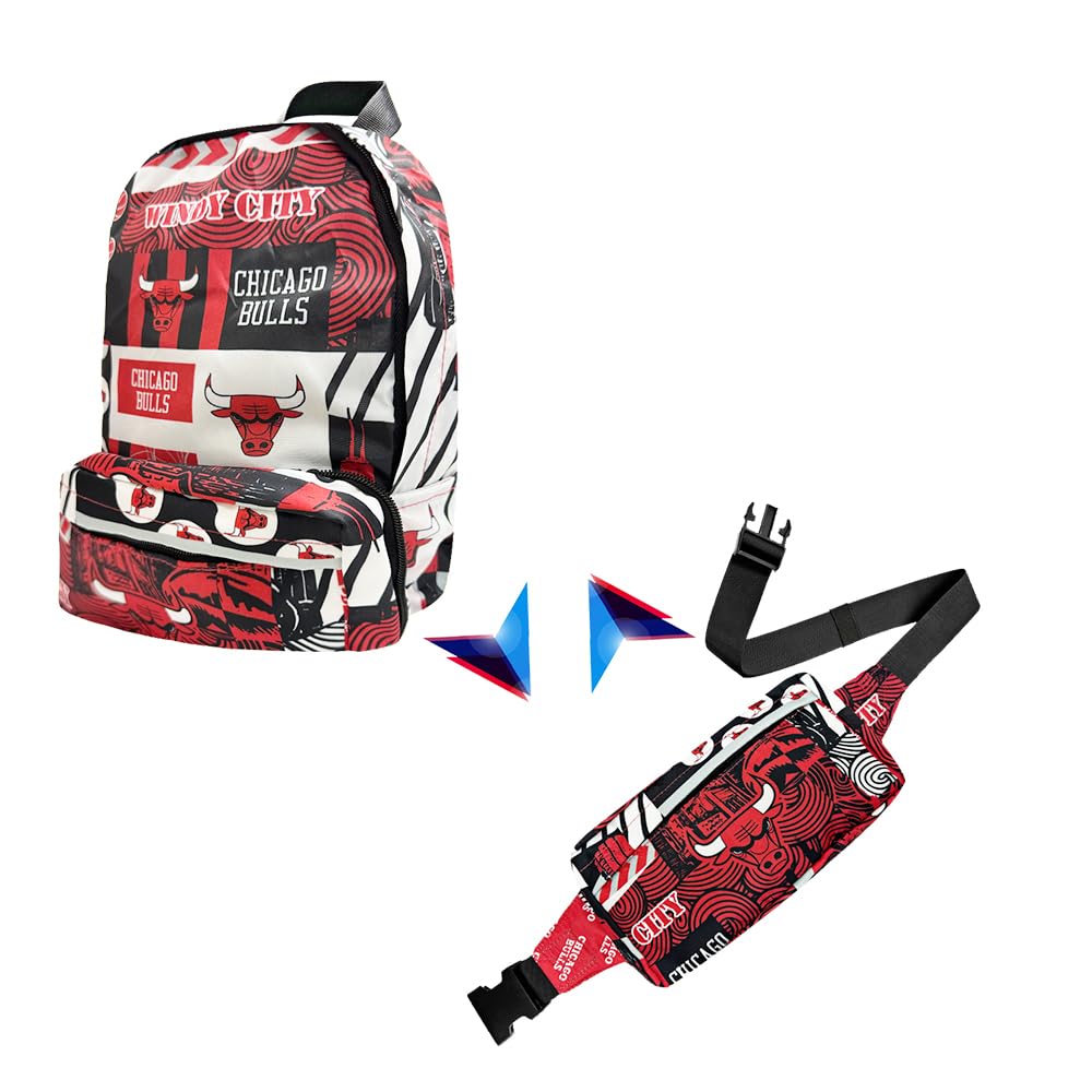 Pro Specialties Group Chicago Bulls Transformable 2-in-1 Mini Backpack: Convertible, Stylish, water-resistant travel belt bag.