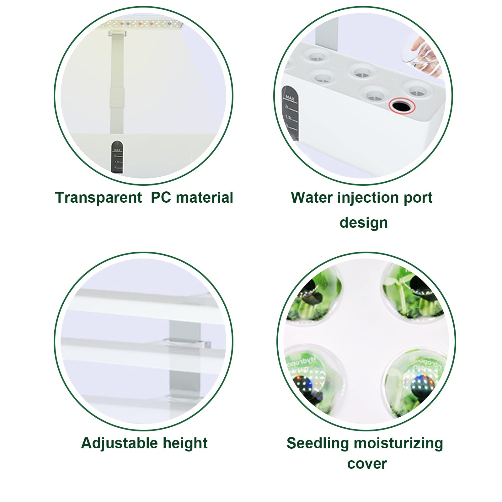 Orto da Interno Vaso Intelligente - Orto da Interno Bio con Timer Automatico, Fioriera da Giardino per Germinazione, Altezza Regolabile, 9 baccelli