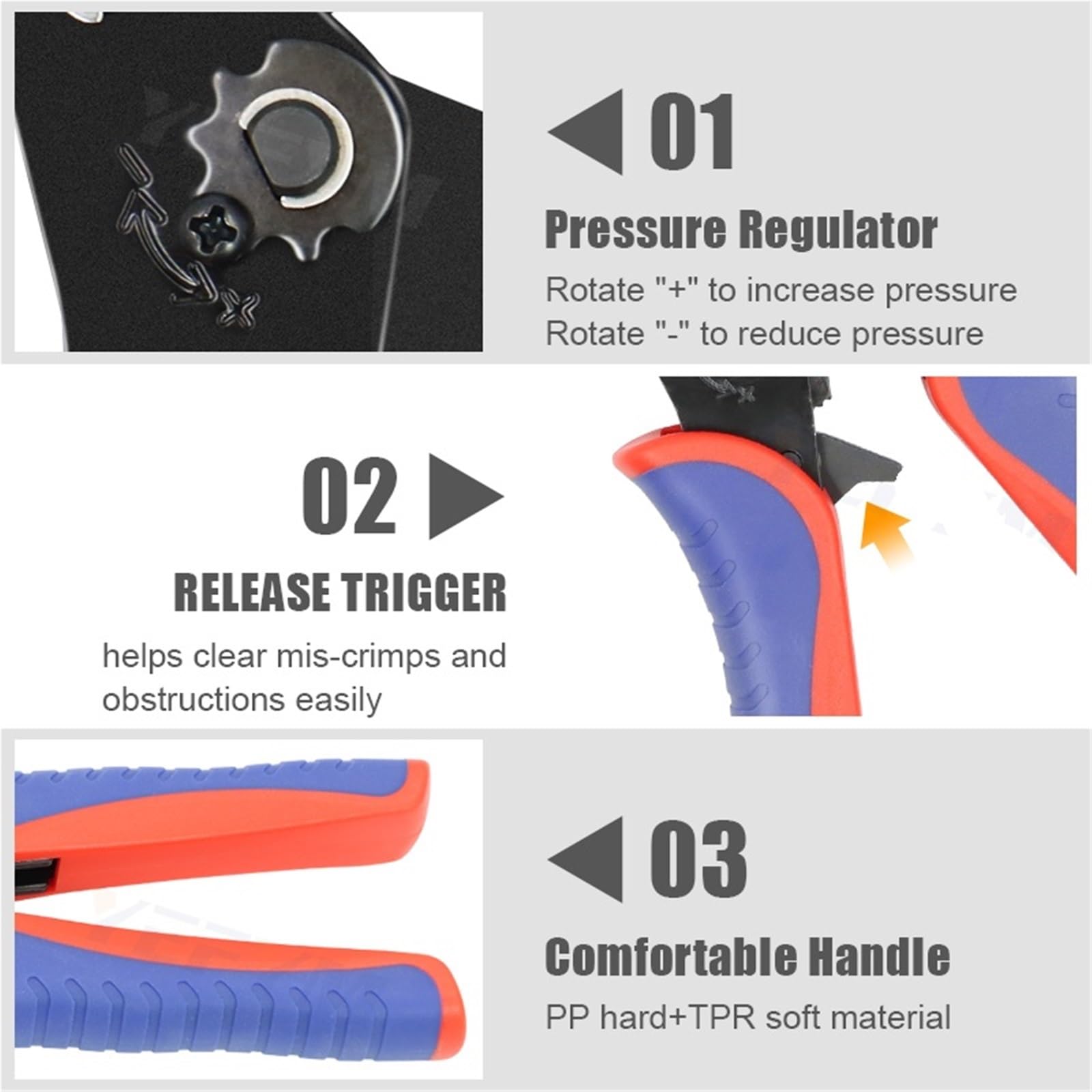 Alicates de crimpado for cables coaxiales serie YF for conectores SMA/BNC RG58, 59, 62, 174, 8, 11, 188 y 233, herramientas de crimpado, cortador y pelado.(YF-05H 1jaw)