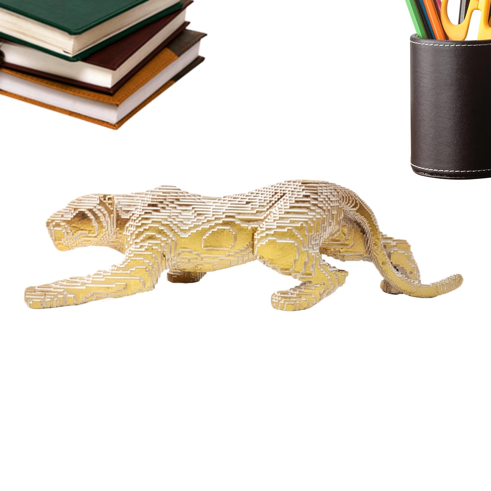 Cheetah Statue, Leopard Sculpture Decorations, Elegant Tabletop Ornament, Decorative Accent for Bookshelf, Kitchen, Bedroom, Living Room, or Cabinet Display