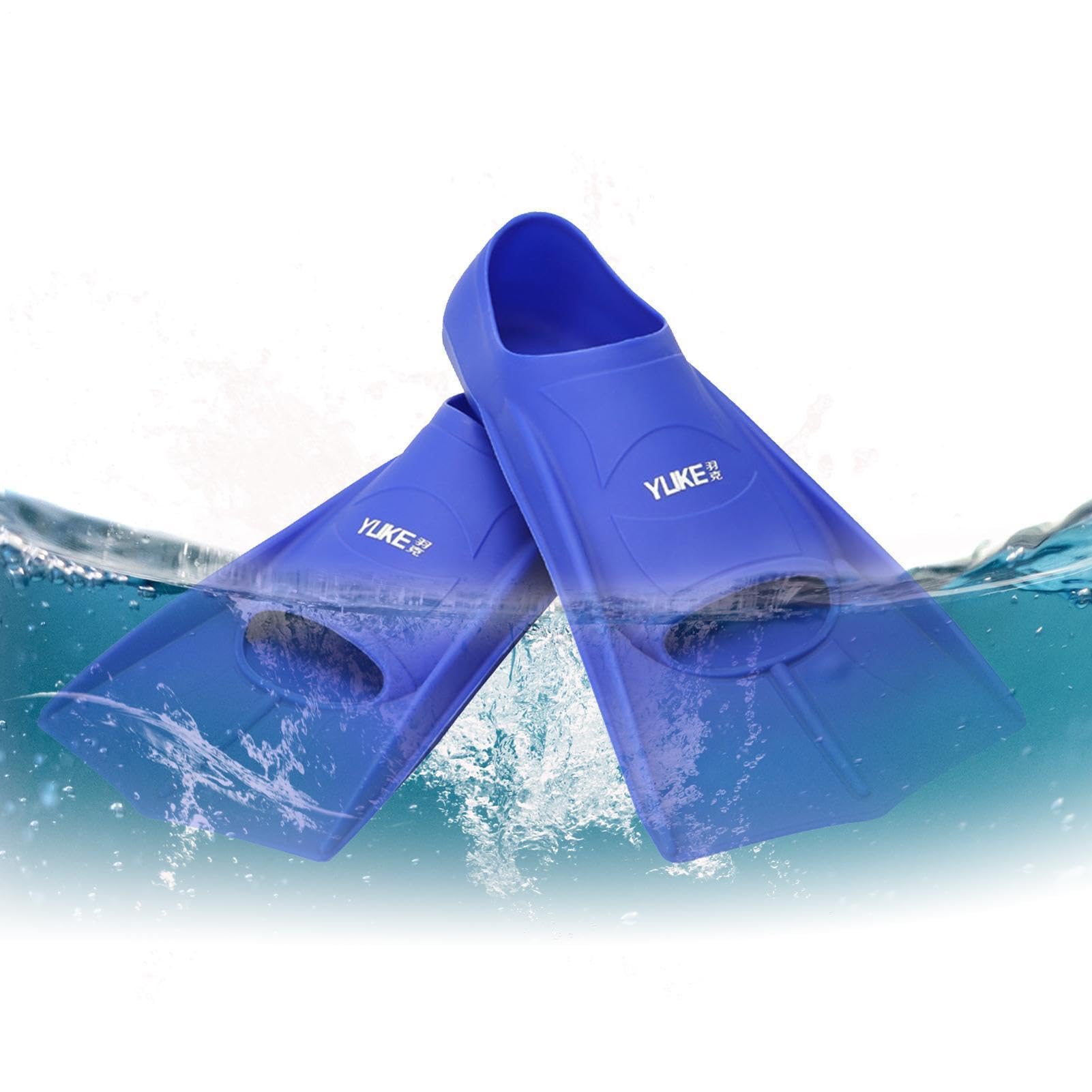 Aletas De Natación: Aletas Cortas Azules De Silicona, Aleta De Natación | Ligeras para Todo El Pie, Equipo De Propulsión De Talón Abierto | Buceo Entrenamiento De Buceo Snorkel Hombres Mujeres Fuerza