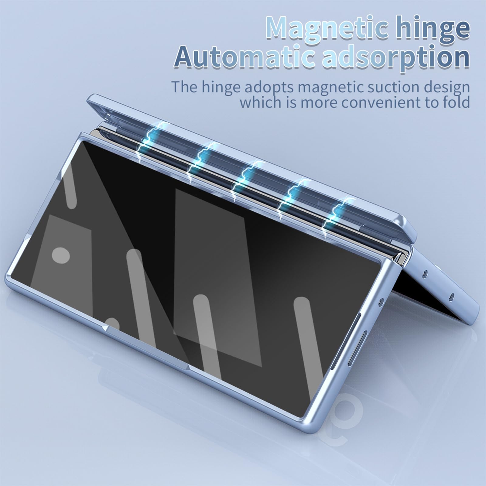 Magnetisch Hülle für Samsung Galaxy Fold 8 Ultra, Galvanik Gefrostet | All-inclusive Glas Bildschirm Objektiv Scharnier Schutzhülle mit Stift Halter Handyhülle,Schwarz,Fold 8 Ultra