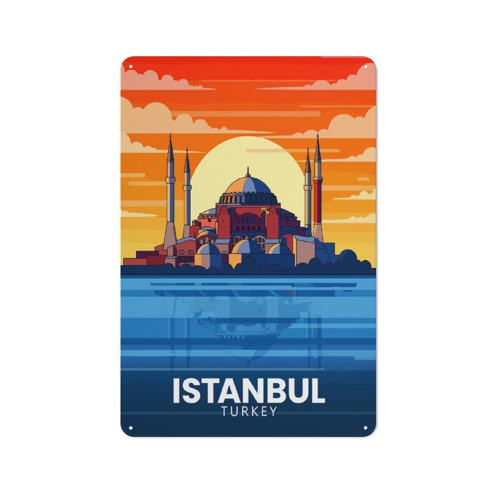 Junmoney Style-3 Istanbul, Turkey Travel Retro Metal Wall Decor 30X20cm, Tin Wall Sign For Coffee Bar, Small Shop Or Dining Room