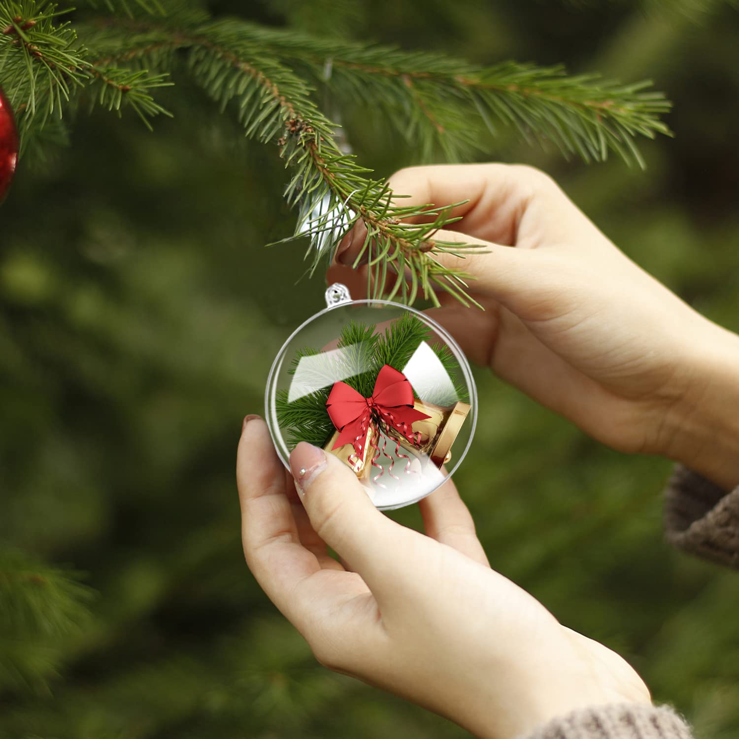 20 Palline Natale Trasparenti Apribili 10 Cm - Decorazione Riempibile