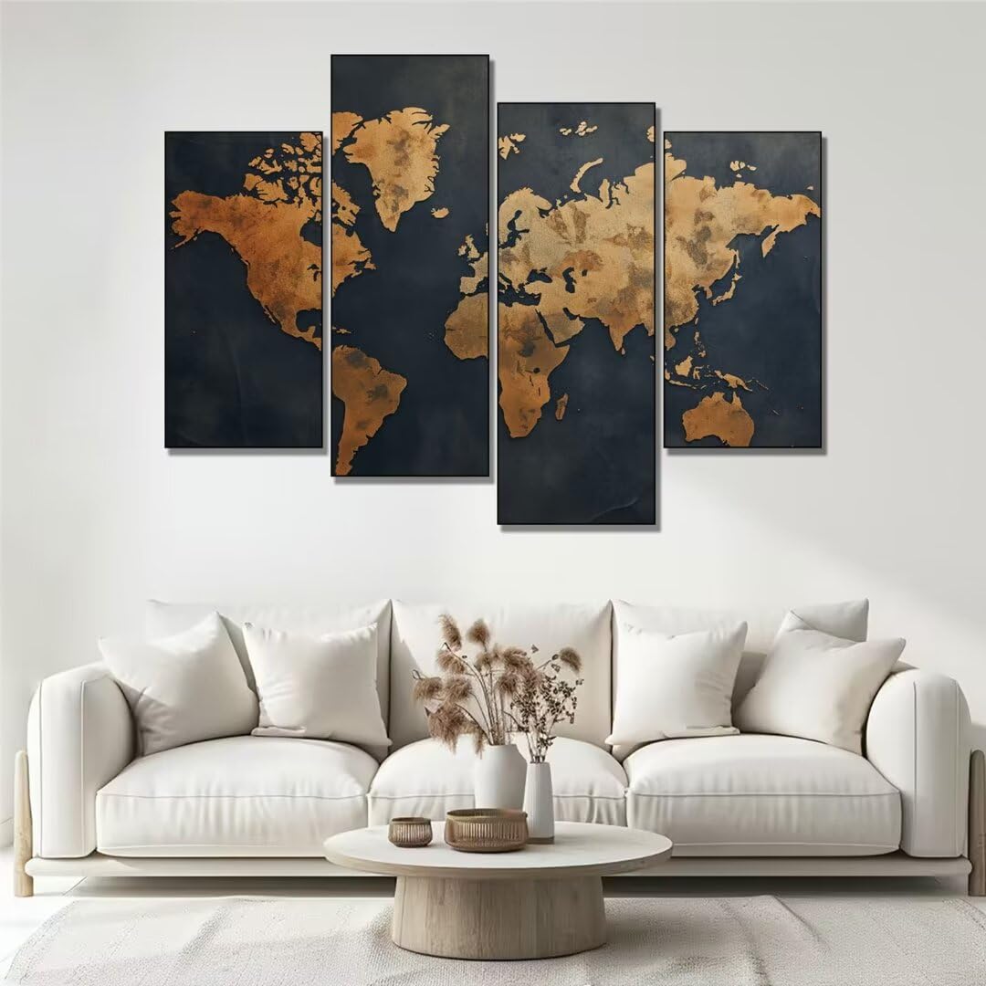 Malarstwo diamentowe, 4-panelowa sztuka ścienna, malarstwo diamentowe, mapa świata, 5D DIY zestawy artystyczne dla dorosłych, 4 sztuki w stylu retro, diamentowy obraz, klejnot, kryształ, diamenty,