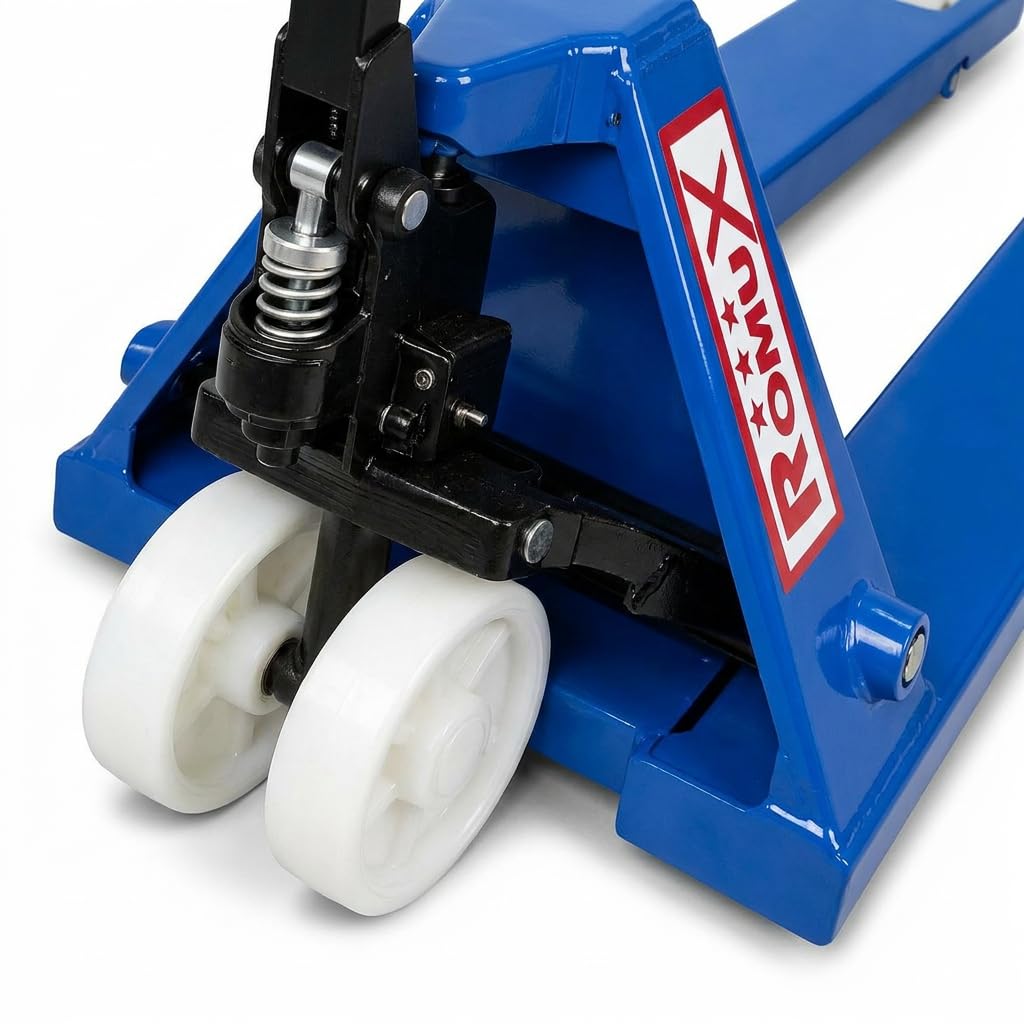 Transpaleta Manual Industrial Azul 2500 Kg con Ruedas de Nylon