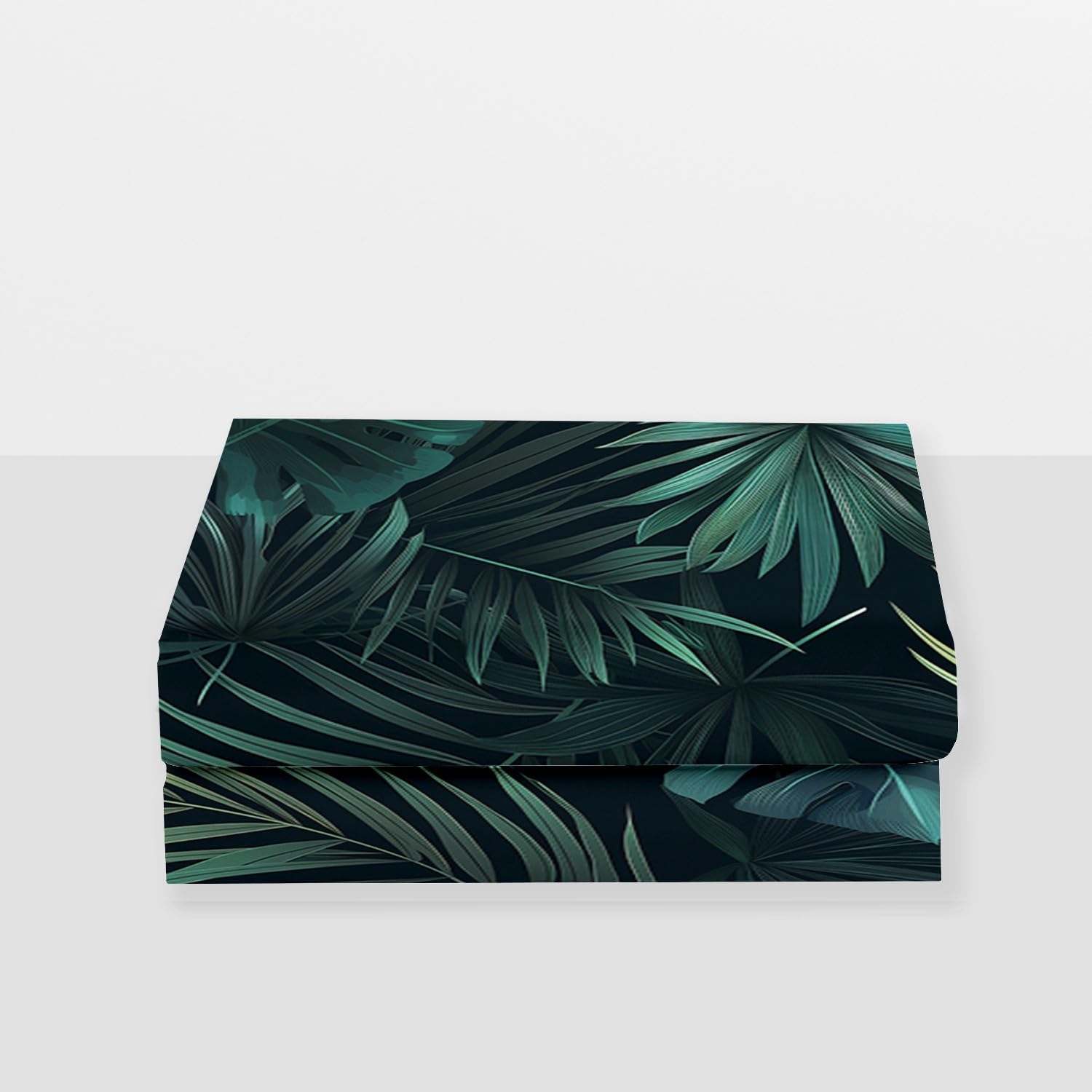 Lenzuolo con angoli con foglie tropicali, facile da pulire, in morbida microfibra spazzolata, 160 x 200 + 30 cm, lavabile in lavatrice, 30 cm, con angoli profondi.