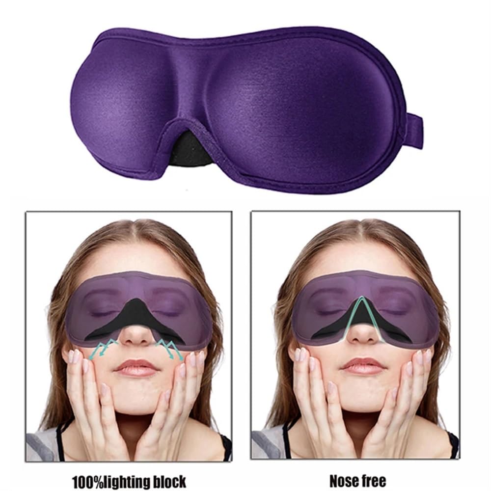 Máscara de dormir 3D que bloquea la luz, antifaz para dormir, suave, para viajes, sombra de ojos, transpirable, color negro, 3 unidades