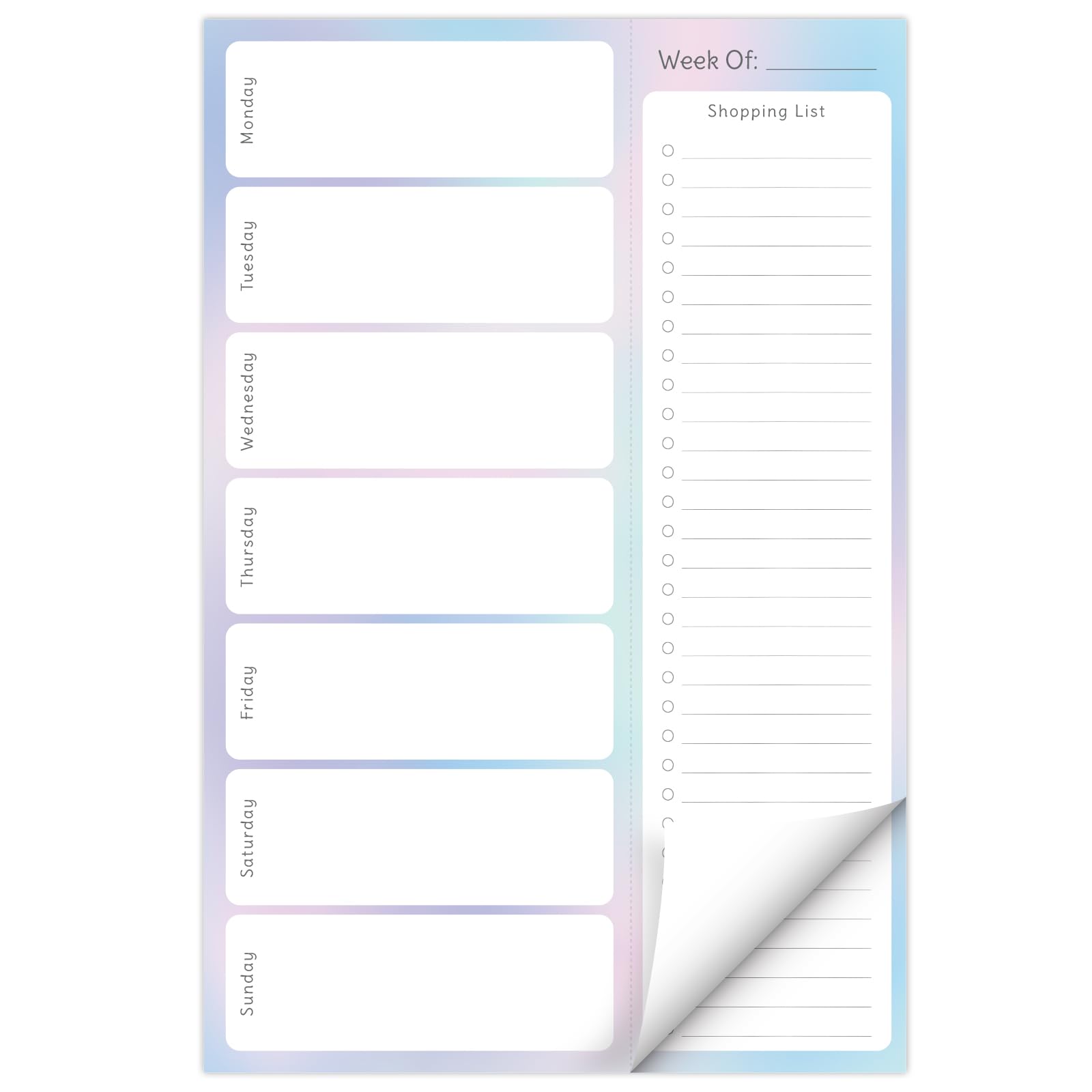 Global Printed Products 6" x 9" Vertical Meal Planning Pad, 60-Sheets, Pastel
