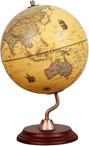 Globo Terráqueo - Globo de escritorio de 10 pulgadas, globo geográfico antiguo estilo océano con base mundial y soporte de metal de arco vintage,