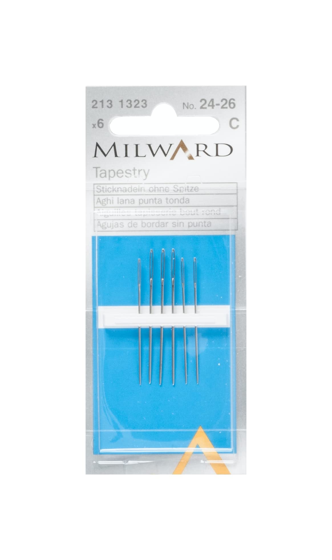 Milward Tapestry Hand Sewing Needles, Silver, Nos.24-26