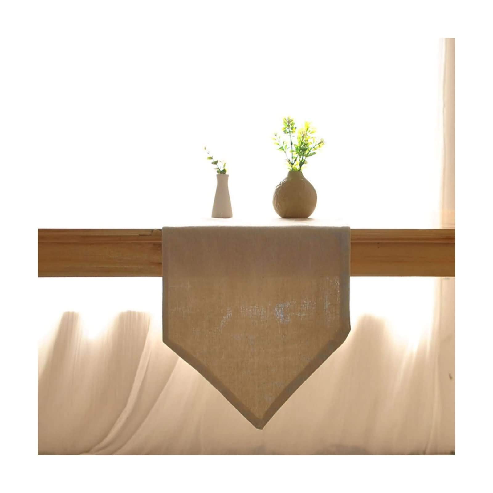 Tischläufer Modern Deko, Baumwolle Leinen Tischläufer Abwaschbar Couchtisch Tischläufer Weihnachten Einfach Uni Licht Khaki 30x180CM