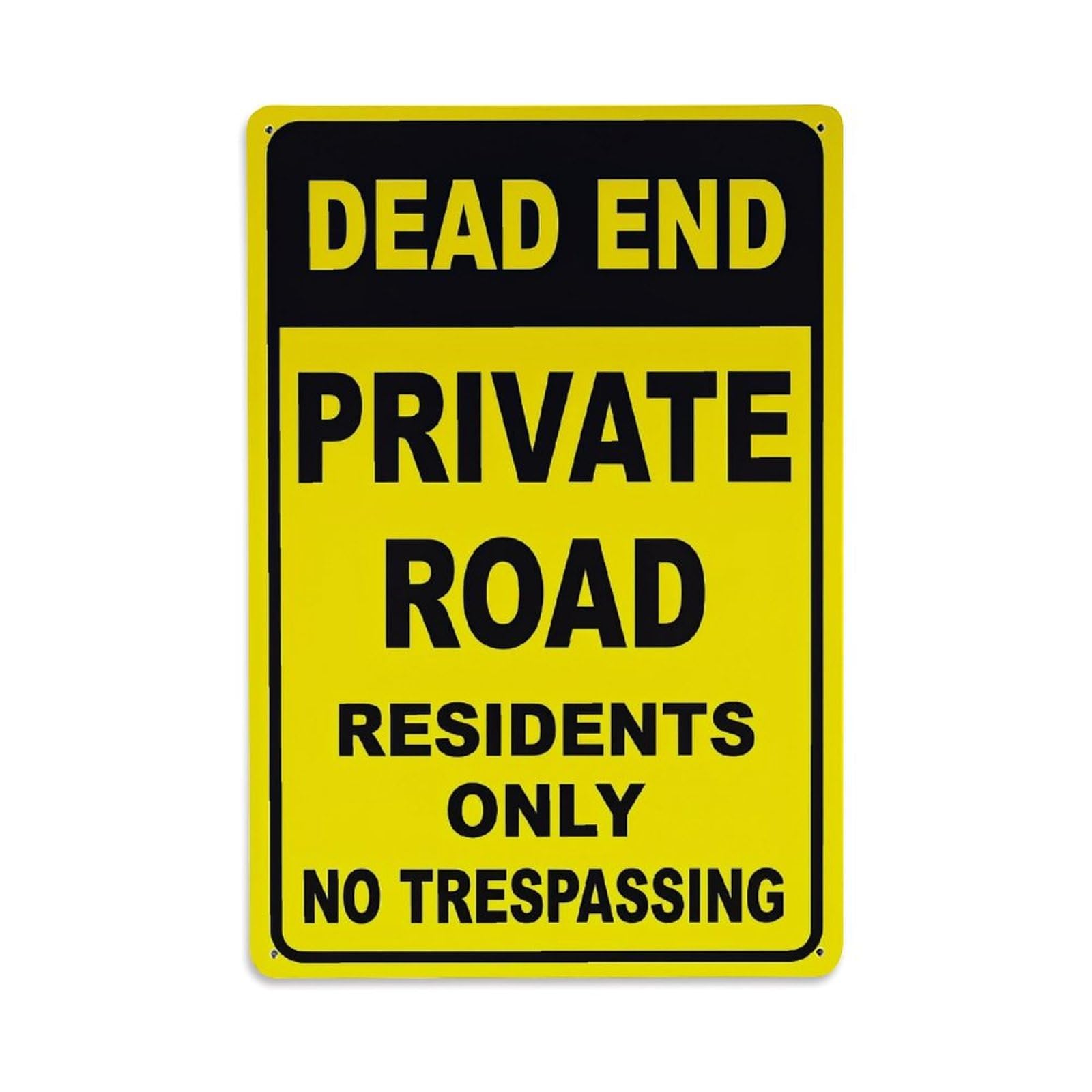 Jdyaojiesheng Vintage Dead End Private Road Residents Only No Trespassing Tin Sign Retro Metal Wall Decor Metal Poster, Home Bar Garage Farmhouse Cafe Wall Art Decoration 8X12inches