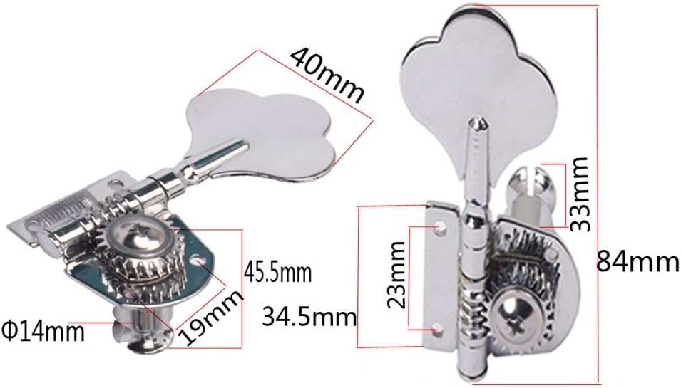 Healifty Chrome Semiclosed Style Bass Tuning Pegs Keys Tuner Machine Heads Vintage 4R Tuner