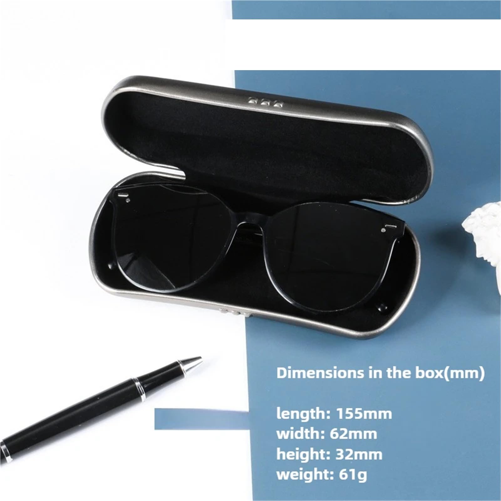 Brillenetui 2 stücke Aluminium Brillenetui Große Kapazität Große Rahmen Gläser Aufbewahrungsbox Scharnier Öffnen Und Schließen Tragbare Brillenetui FüR Lesebrille Sportbrille(Silver)