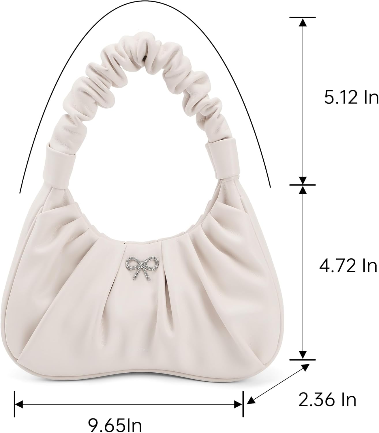 Women's Crescent Handbag Ruched Purse - Soft Leather Cute Shoulder Bag Mini Hobo