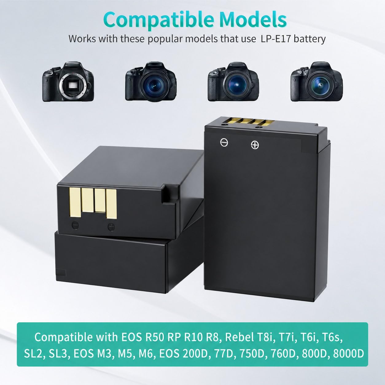 LP LP-E17 Batteria e Caricabatterie 3-Pack 1450mAh Batteria Tripla Slot Charger