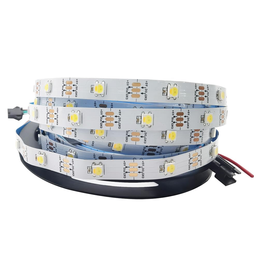 SK6812 WWA - Tira de luces LED (5 m, 5 V, 30, 60, 144 LEDs/M, programable, WS2812B, blanco cálido, blanco y ámbar, 5 m, 30 ledes por metro)