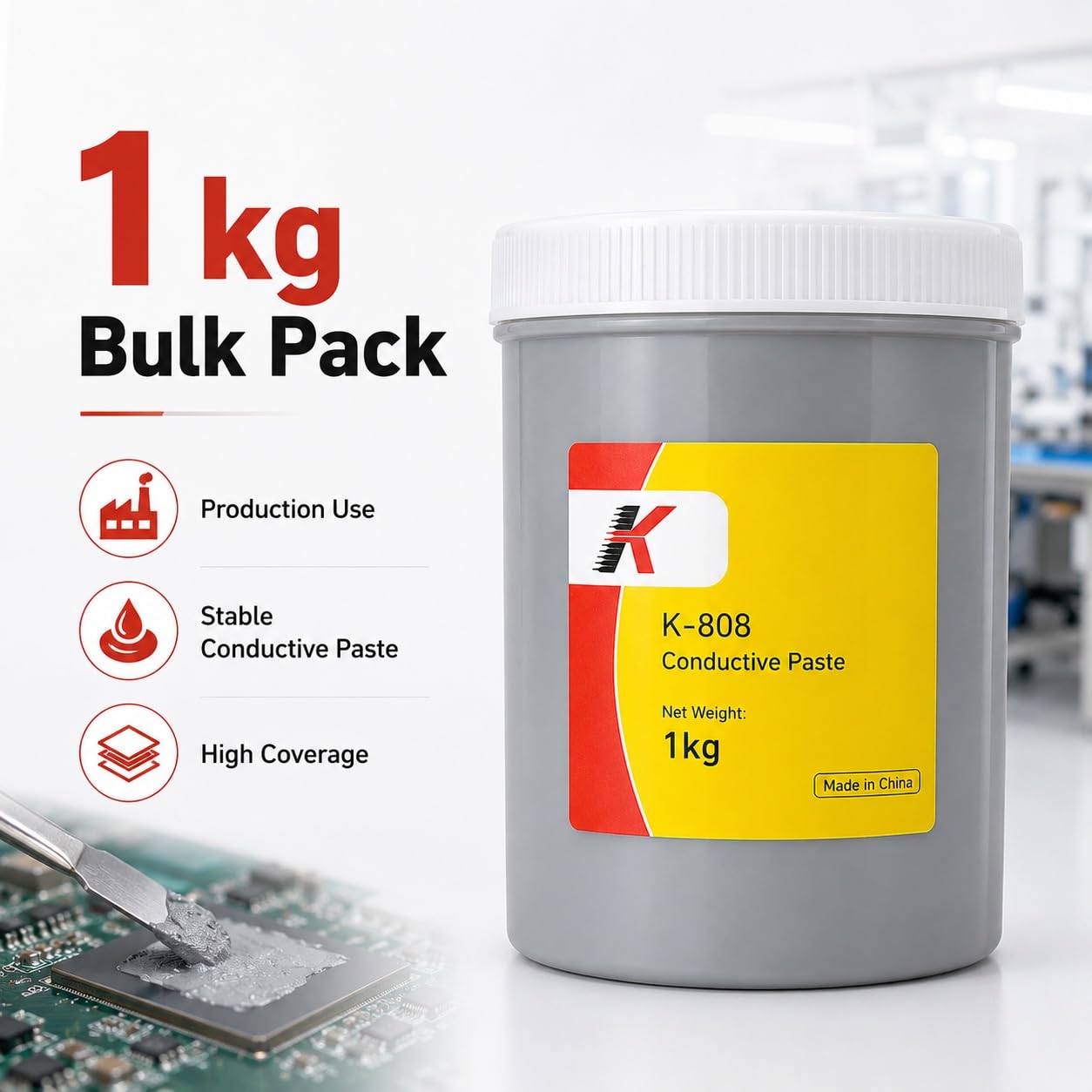 VIDOO K-808 Pasta Conductora Plata Cobre PCB Reparación Cola-1000g