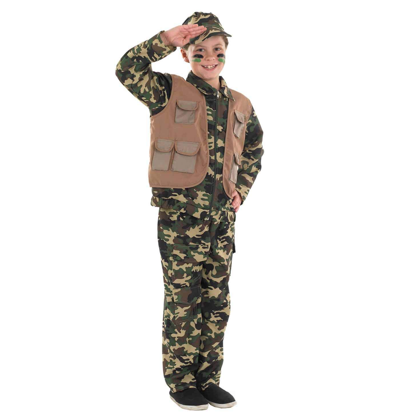 fun shack Army Costume Boys Kids Girls Soldier Military Halloween Costumes For Boys Available In Sizes S M L XL