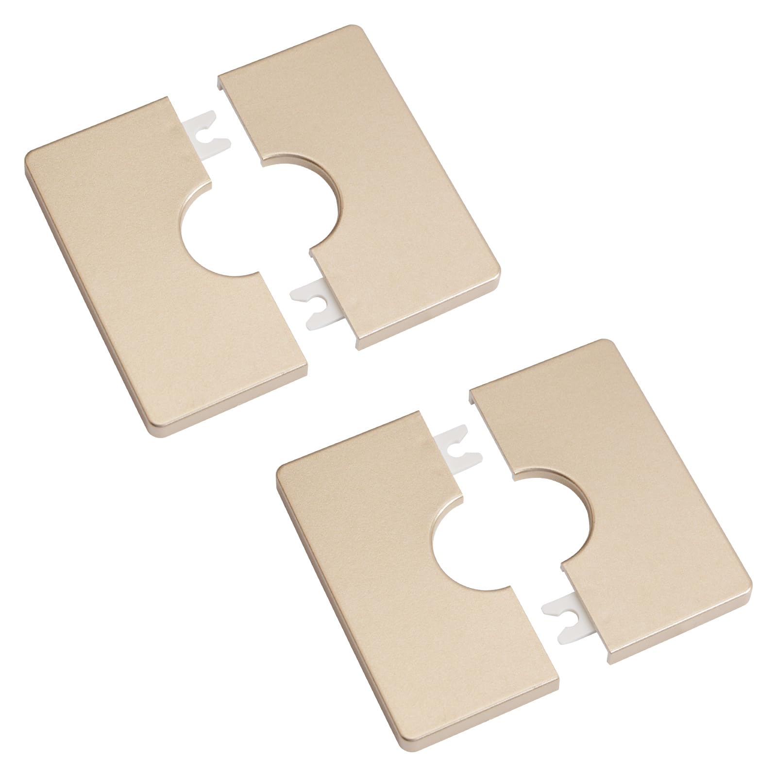 Cubiertas de tubo de pared UFURMATE, 2 piezas de placas de escudo cuadradas de plástico autoadhesivas, cubiertas de tubo de ducha decorativas, diámetro interior 28mm/1.1 pulgadas (dorado)