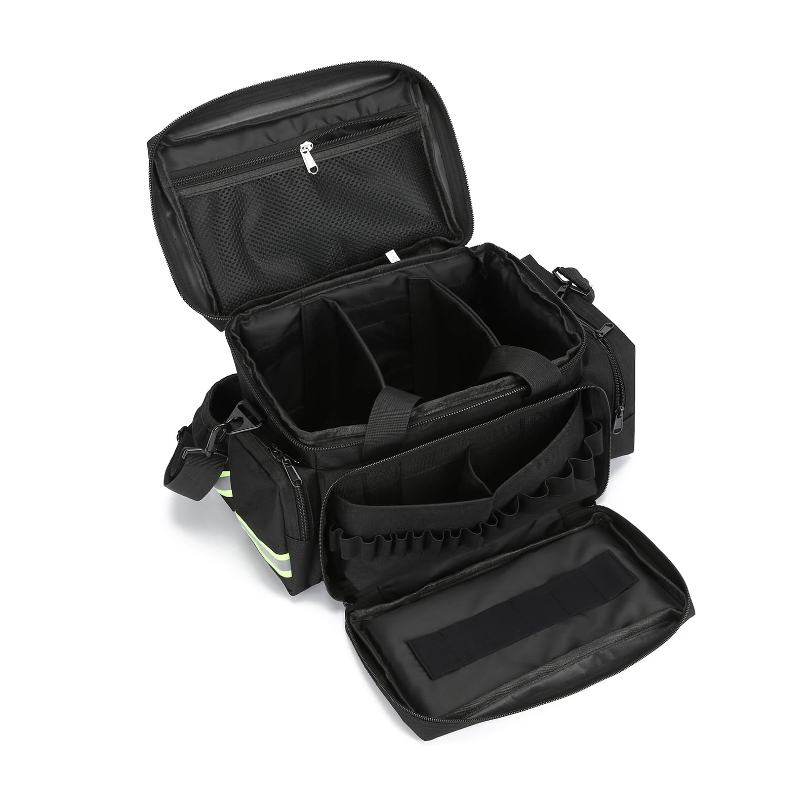 Bolsa vacía para traumatismos médicos de emergencia, bolsa de primeros auxilios grande de lujo con separadores desmontables, ideal para EMT, EMS, cuidado de la salud en el hogar, Black, One
