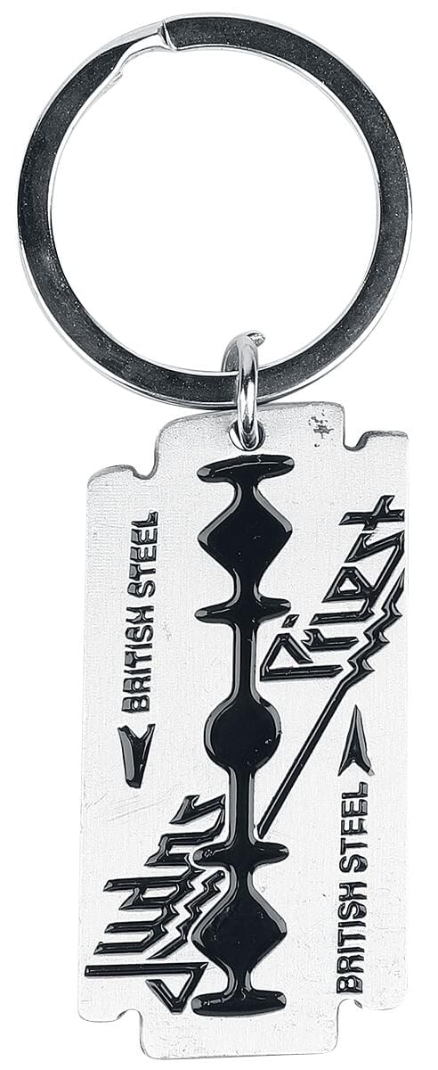 Judas Priest Unisex Black / Silver Keyring British Steel Razor Band Logo Official Grey One Size