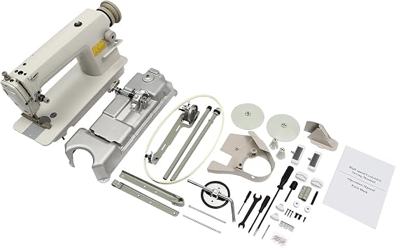 Industrial Sewing Machine 48*18*25cm 8700 White Straight Stitch Sewing Machine with Adjusting Stitch Clamp, Replaceable Presser Foot, High Speed Lockstitch Industrial Sewing for Thick Fabrics, Silk