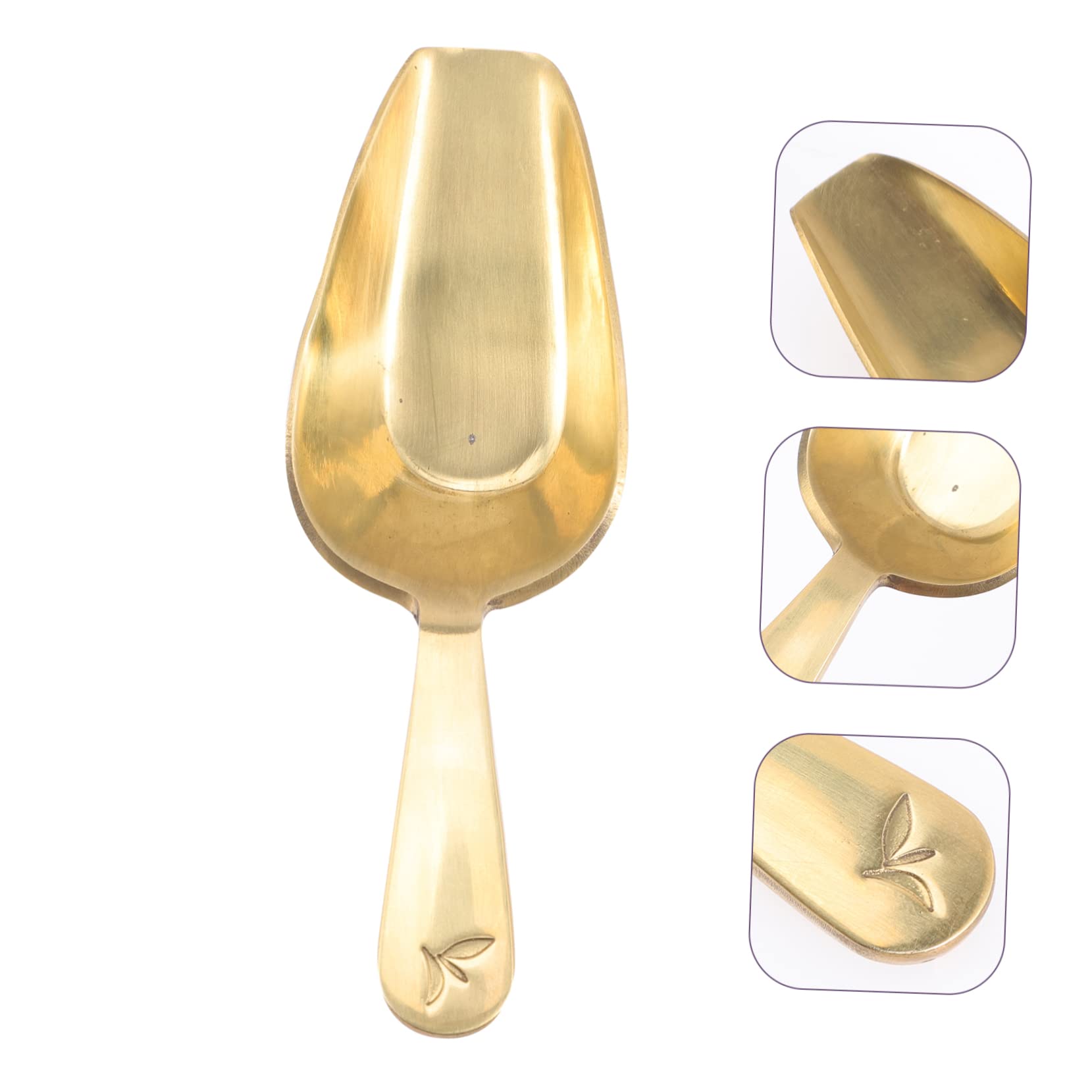 Cabilock 4piezas Cucharilla De Latón Para Té y Café Cucharón Ligero y Portátil Accesorio De Cocina Ergonómico Para Infusiones y Granos De Café Fácil De Limpiar y Usar