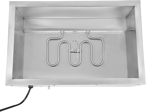 Miniatura 7 de Calentador de alimentos de bufé comercial de 110 V, 4 sartenes, mesa de vapor eléctrica de acero inoxidable de 850 W con control de temperatura,