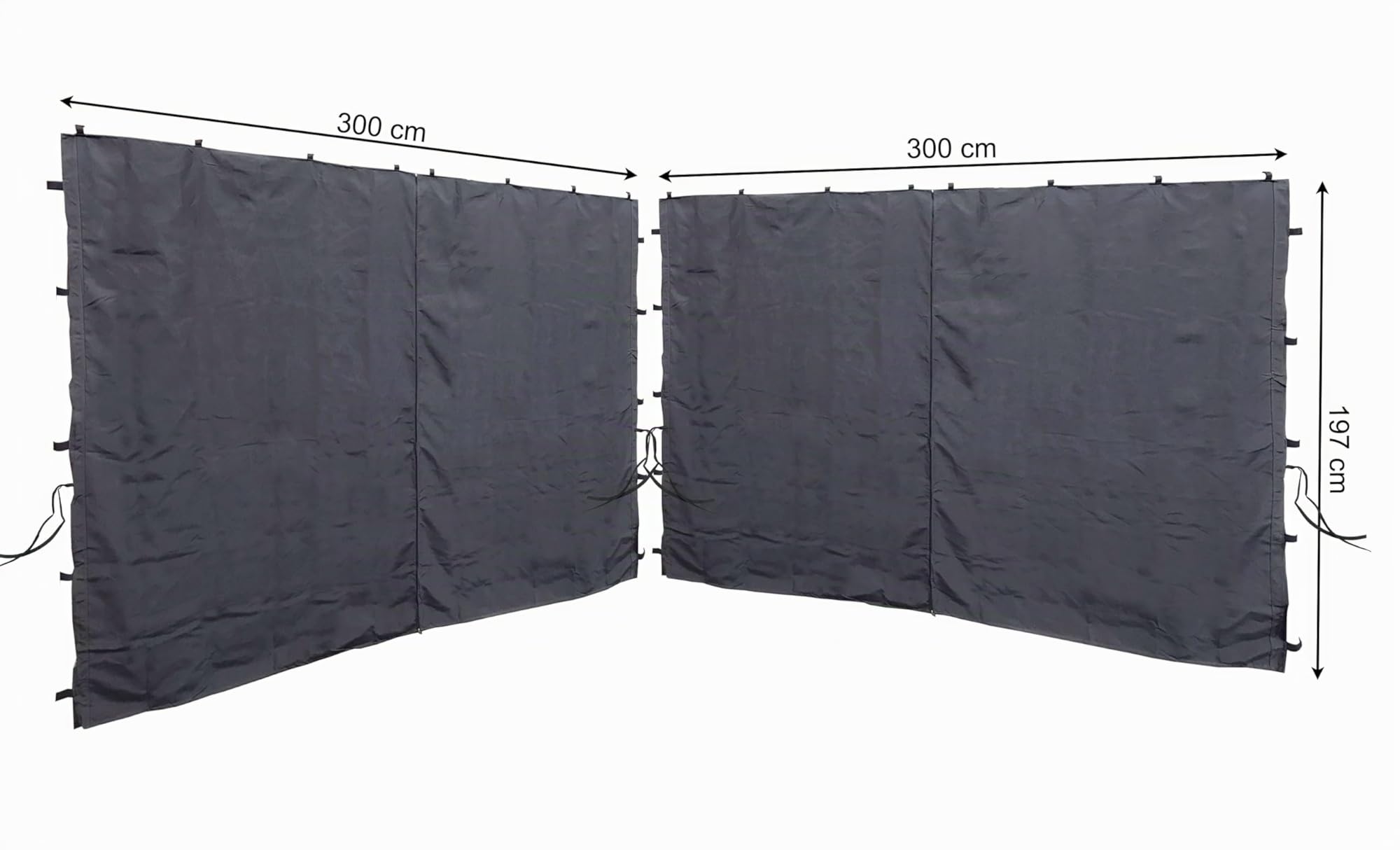 Quick Star 2 Panneaux latéraux avec Fermeture éclair 300x195cm pour Gazebo 3x3m Pavilion Sidewall Anthracite RAL 7012