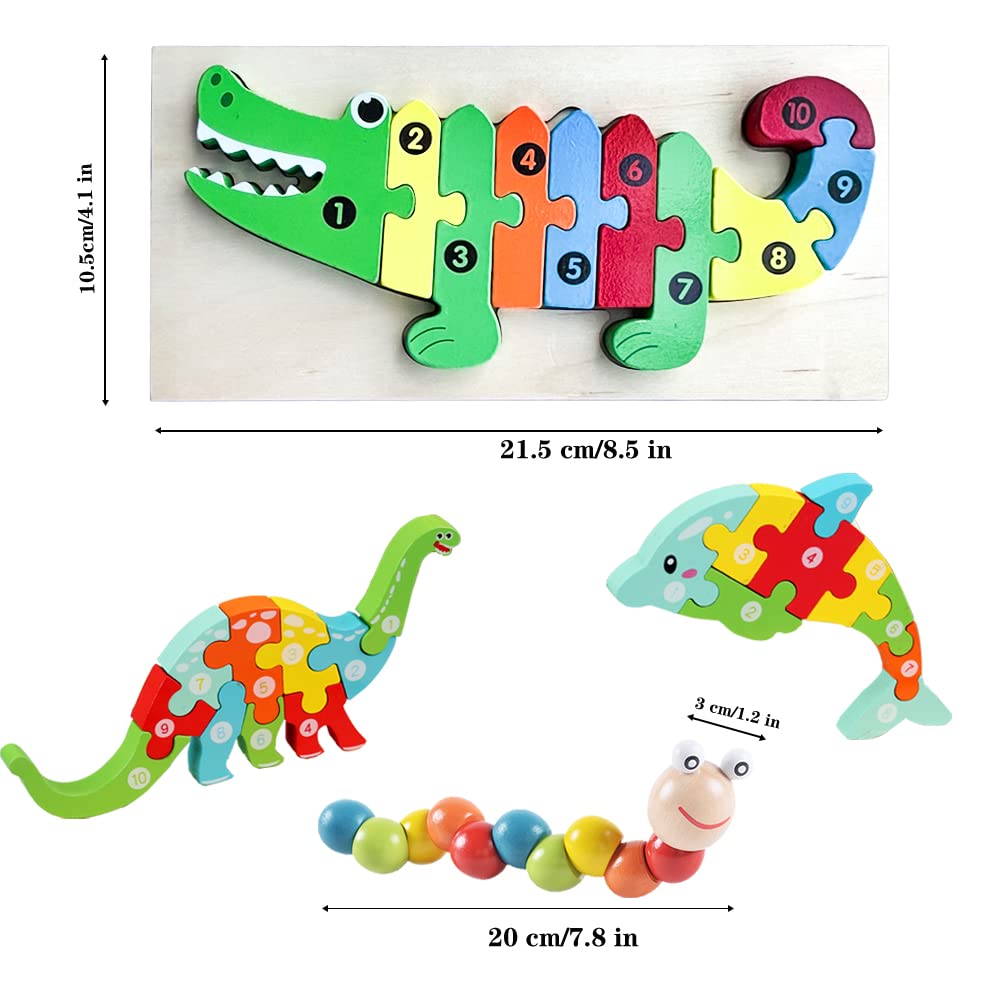 Holzpuzzle Für Kinder – 6 Tierische Steckpuzzle Aus Holz, Für Kleinkinder Ab 1-3 Jahren