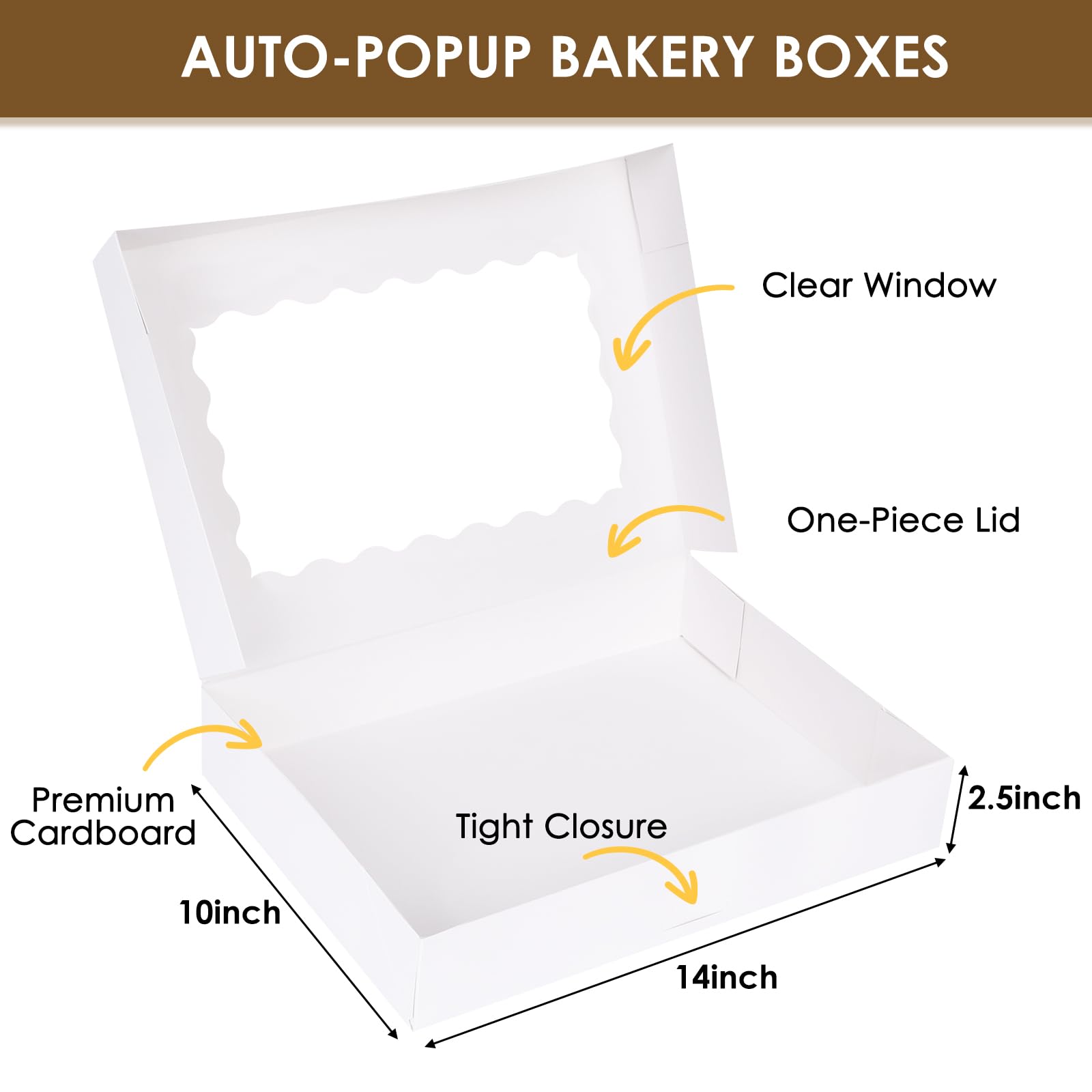 Moretoes 40 cajas de panadería, 14 cajas de galletas de 10 x 2.5 pulgadas con ventana para donas, pasteles, magdalenas y pasteles (blanco)
