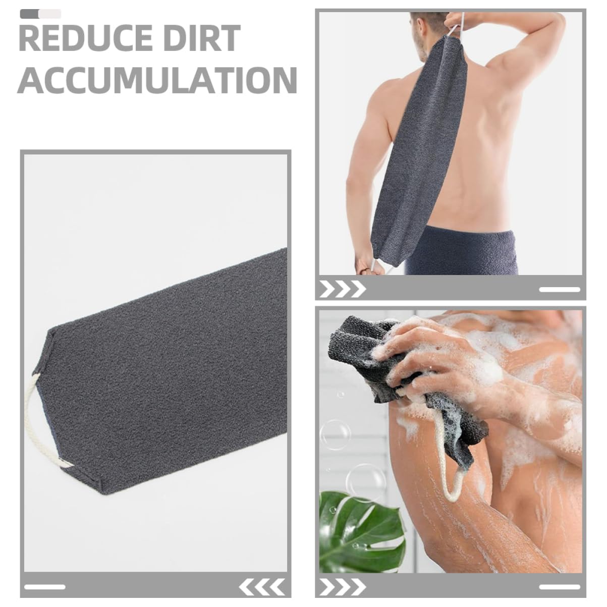 KOCKSHION Portable Exfoliating Bath Towel Long Back Scrubber Cloth for Shower Durable Material for Body Scrubbing Keeps Skin Smooth and Fresh Deep