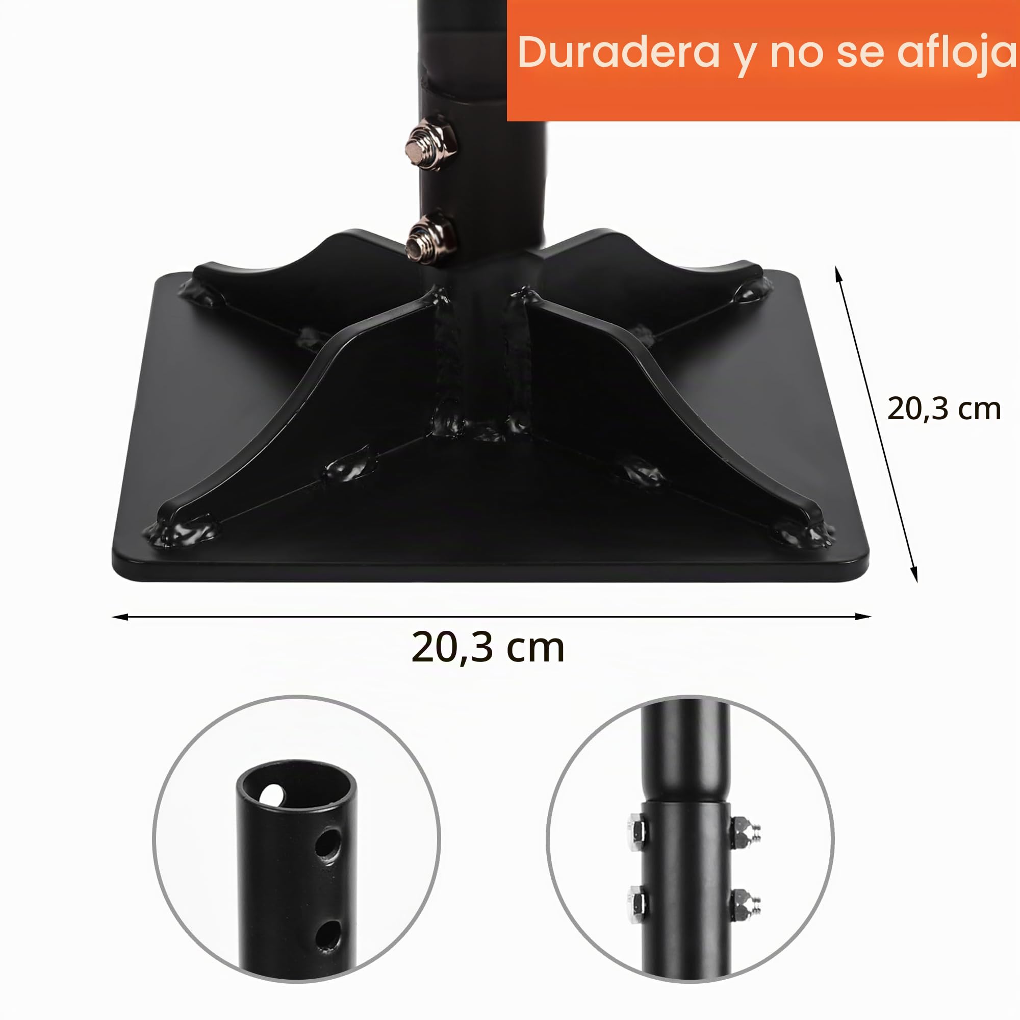 YEELOR Manipulador de suelo de acero 8x8 pulgadas, mango largo 45 pulgadas con agarre de goma, ideal para nivelar jardín, grava y colocar baldosas