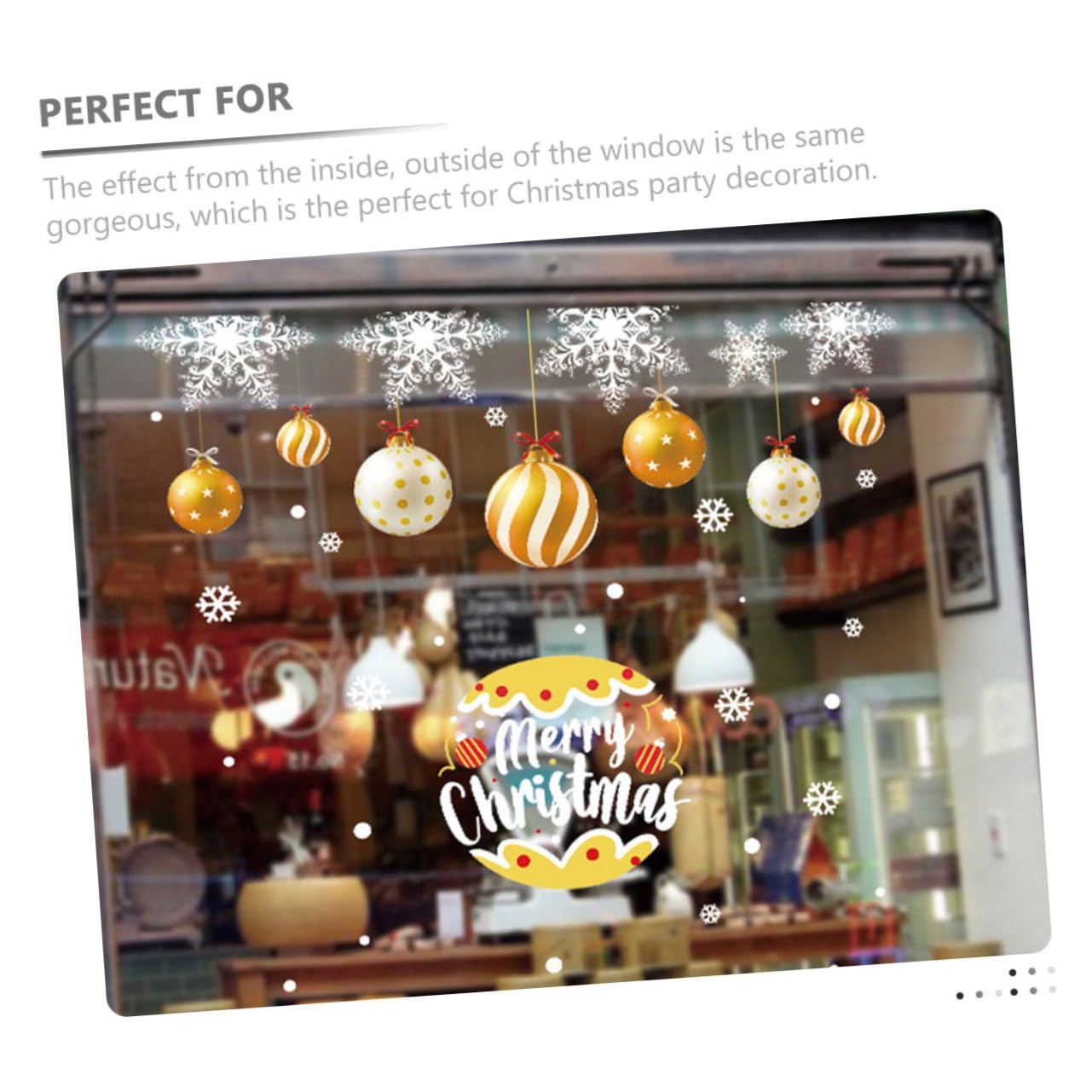 TOPBATHY 4 Blätter Statische Weihnachtsaufkleber winterliche Fensterfolie Urlaub selbstklebender Aufkleber weihnachts party weihnachtskugeln Wohnkultur Golddekor Fensterdekorationen PVC