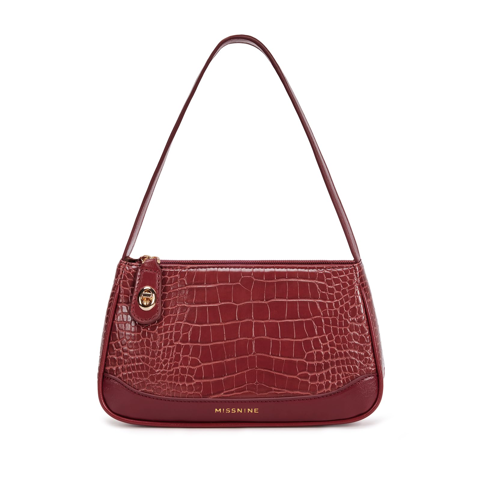 Missnine Shoulder Bag for Women Small Purse Trendy Clutch Hobo Bag Vegan Leather Mini Handbag with Zipper Closure
