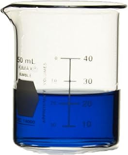 Kimble Chase KIMAX 14000-50 Borosilicate Glass Low Form Griffin Beaker, 50mL Capacity (Case of 48)