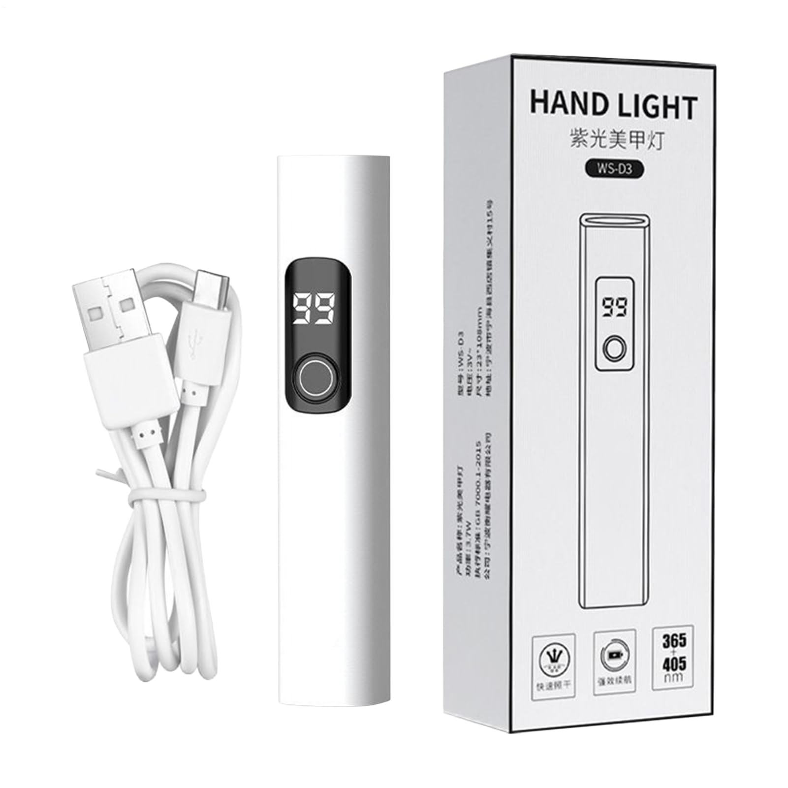 Lámpara UV Mini para Uñas - Secador de Esmalte de Gel con Carga USB | Luz LED para Uñas con Pantalla Digital y 2 Modos de Temporizador para Viajes Camping Salón Hogar