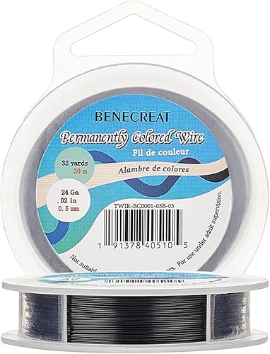 BENECREAT 98 pies 0.02 pulgadas (0.5mm) alambre de cuentas de 7 hebras negro alambre de acero inoxidable recubierto de nailon para collar, pulsera,