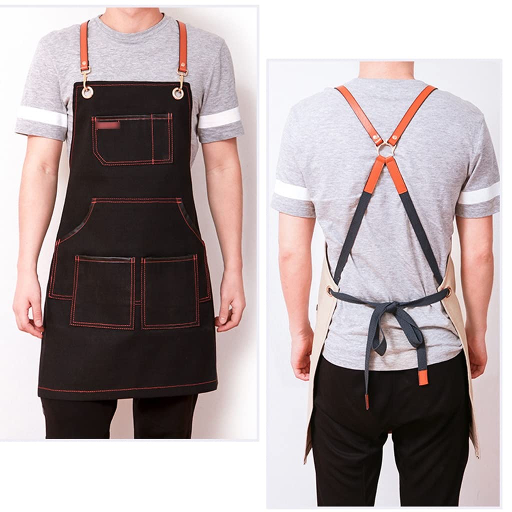 Grembiule da Barista Regolabile Grembiule uomo e Grembiule Chef Grembiule delle donne con le tasche cottura e forno vestiti possono essere lavati in lavatrice Grembiule da Lavoro ( Color : D )