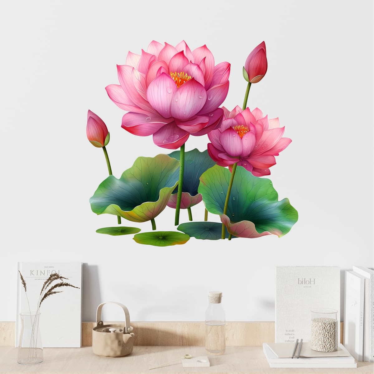 Decal O Decal Elegant Lotus Flower Wall Sticker for Living Room & Bedroom Self Adhesive Wall Sticker-image-7