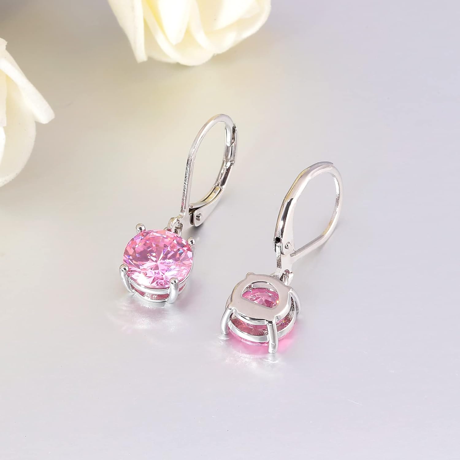 CiNily Leverback Dangle Earrings Created Crystal Drop Earrings Gold Plated Jewelry Gift for Women Girls 8mm - Image 6