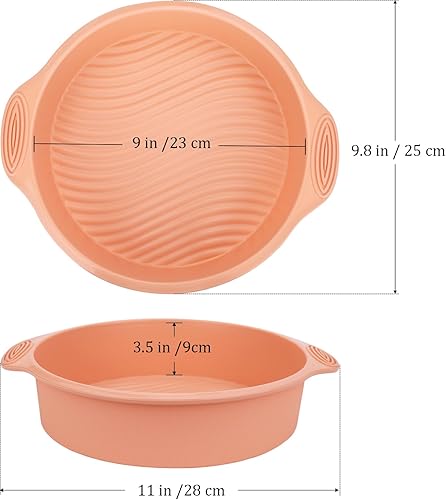 Miniatura 2 de Baocuan Molde redondo de silicona de 9 pulgadas, molde antiadherente para hornear pasteles, pizza, pan y más grado alimenticio y libre de BPA, juego
