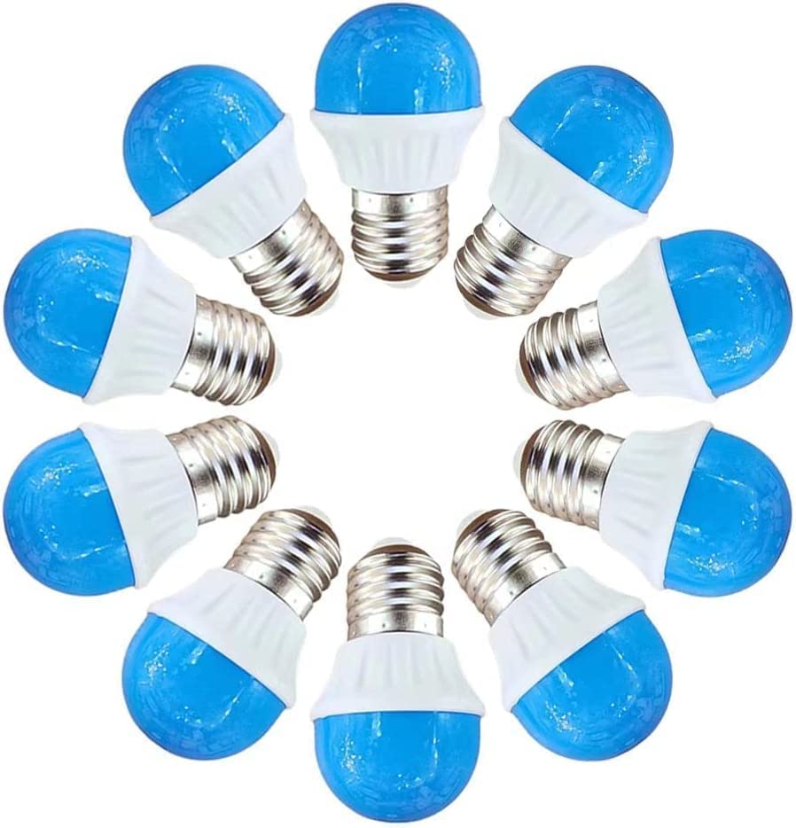 HUA QIANG WANGG45 5W LED Colored Light Bulb,Pack of 10PCS,300Lm,E27 Base,for Wedding Halloween Christmas Party Bar Mood Ambiance Decor(BLUE)
