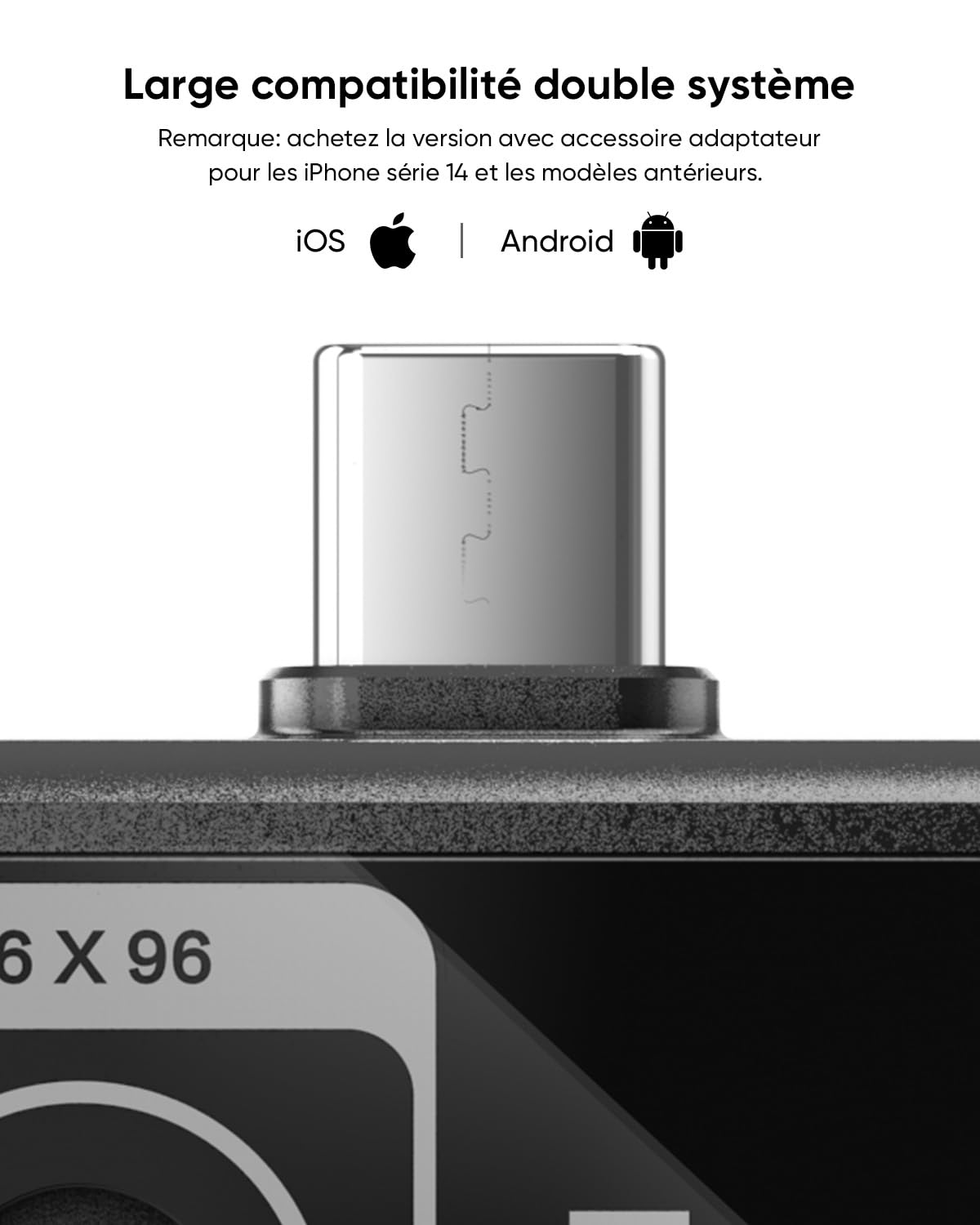 HIKMICRO Caméra Thermique Minie Android/iOS, résolution IR 96 × 96, SuperIR 192 × 192, sans Batterie, Port USB-C, Compatible avec l'iPhone 15/16/17 (Accessoires Non Inclus)