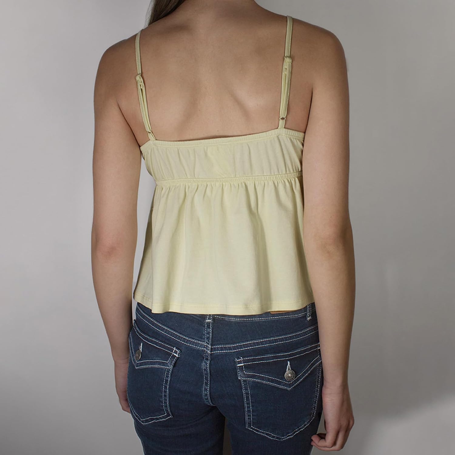 Women Babydoll Cami Top Y2k Cute Solid Color Lace Trim Cami Top Casual Spaghetti Strap Sleeveless Babydoll Shirt - Image 3