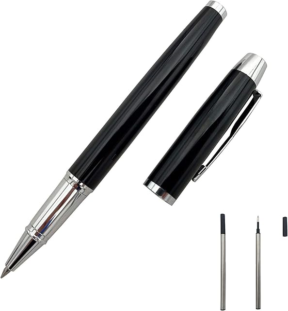 Accod Signature Pen Premium Metal Rollerball & Ballpoint Pen Creative Gift Pen with Two 0.5mm Black Replaceable Refills High-grade Pen Case Good Gift for Family Friends and Colleagues (Silver)